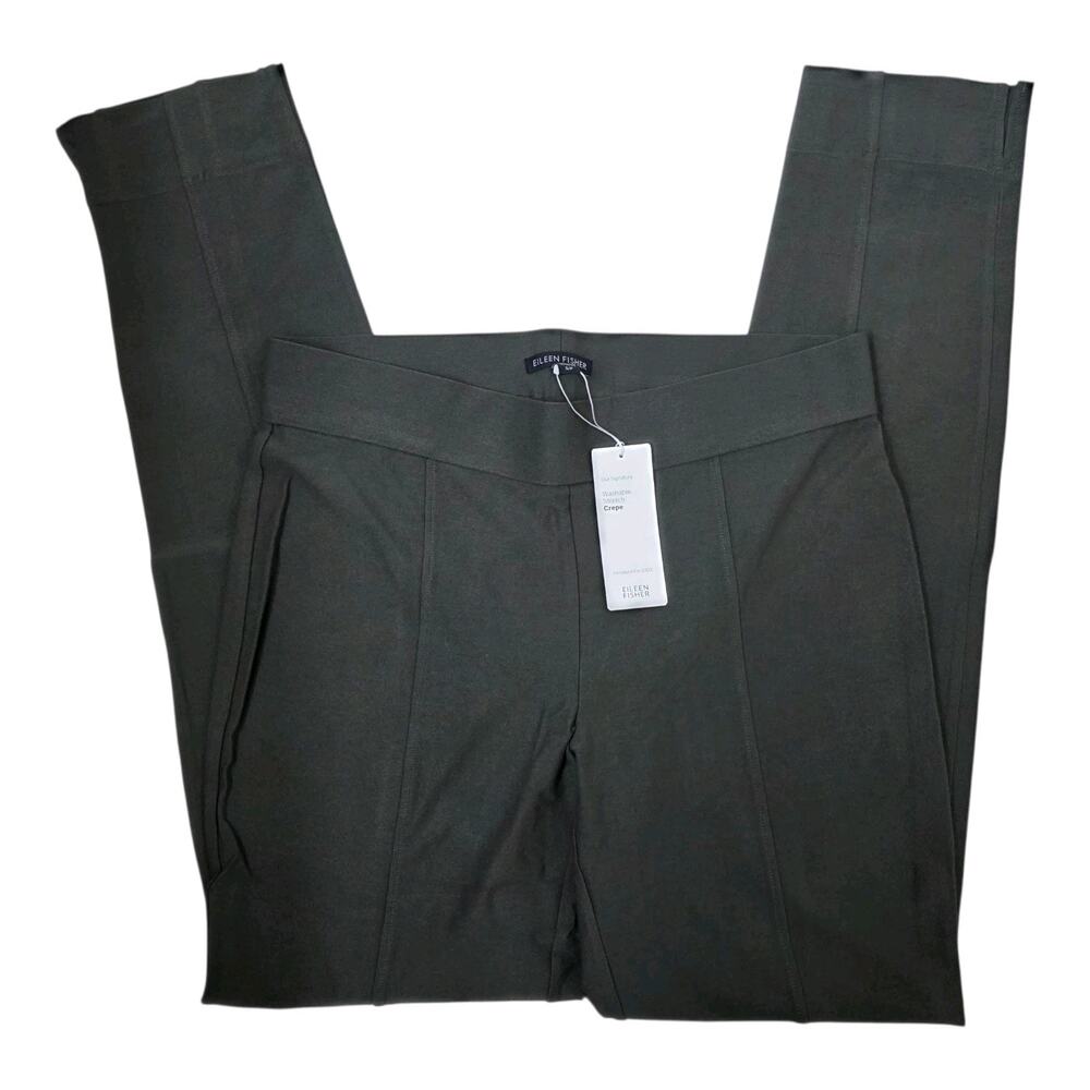 New MSRP $178 Eileen Fisher Washable Crepe Ponte Slim Pants Size Small Gray - Picture 2 of 9